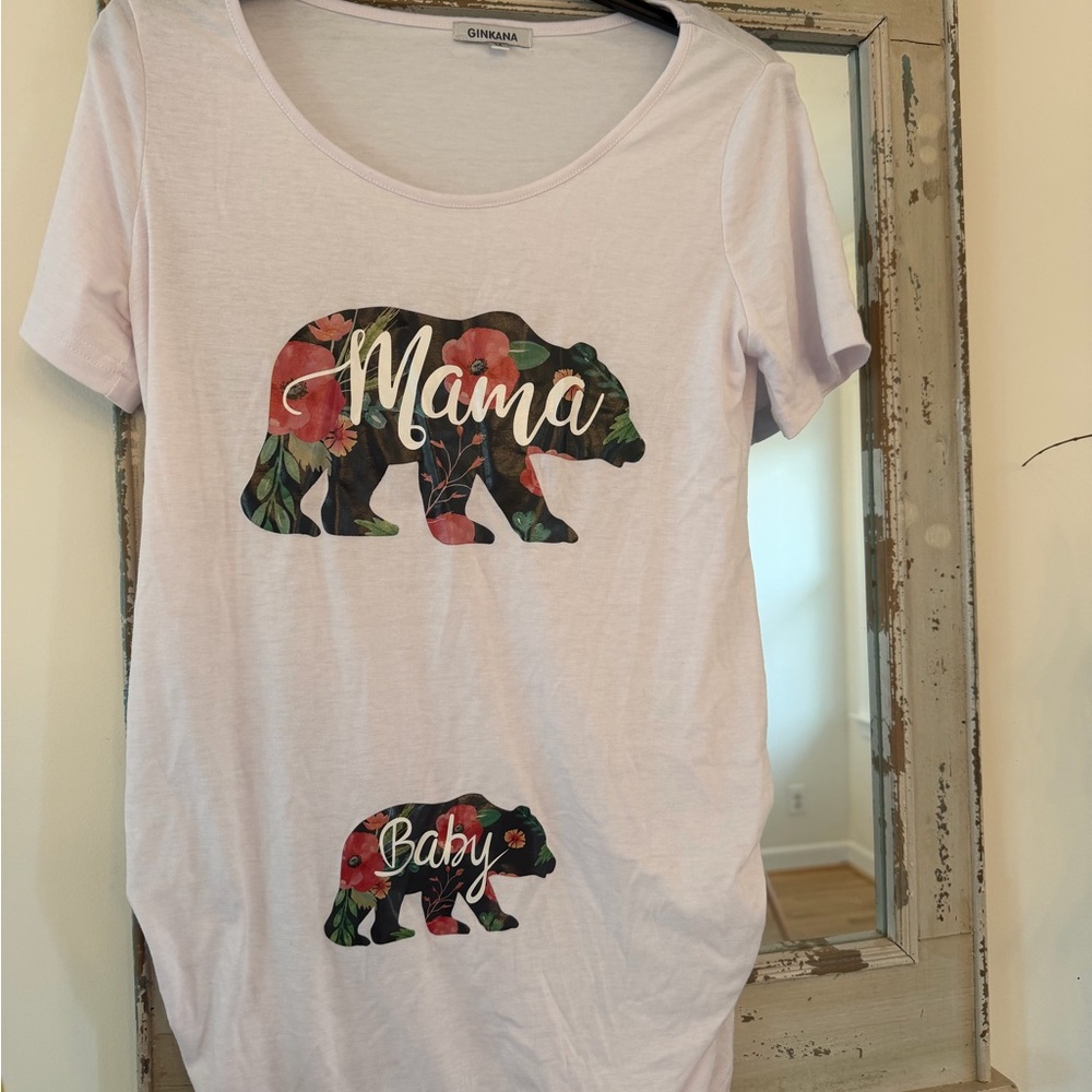 GINKANA M Maternity White Mama Bear Graphic T-Shirt - Picture 2 of 6